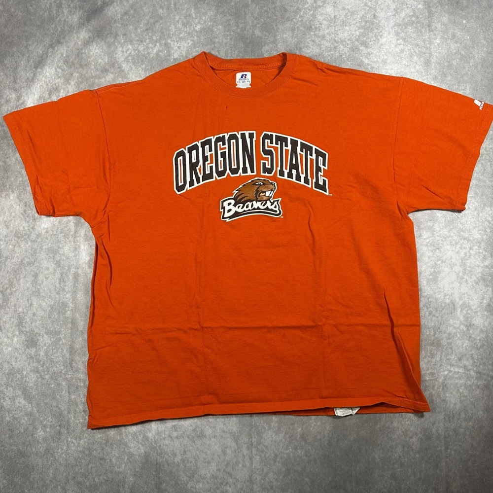 Russell Athletic Mens L Oregon State Beavers T-Shirt XXL NCAA Graphic Tee Orange